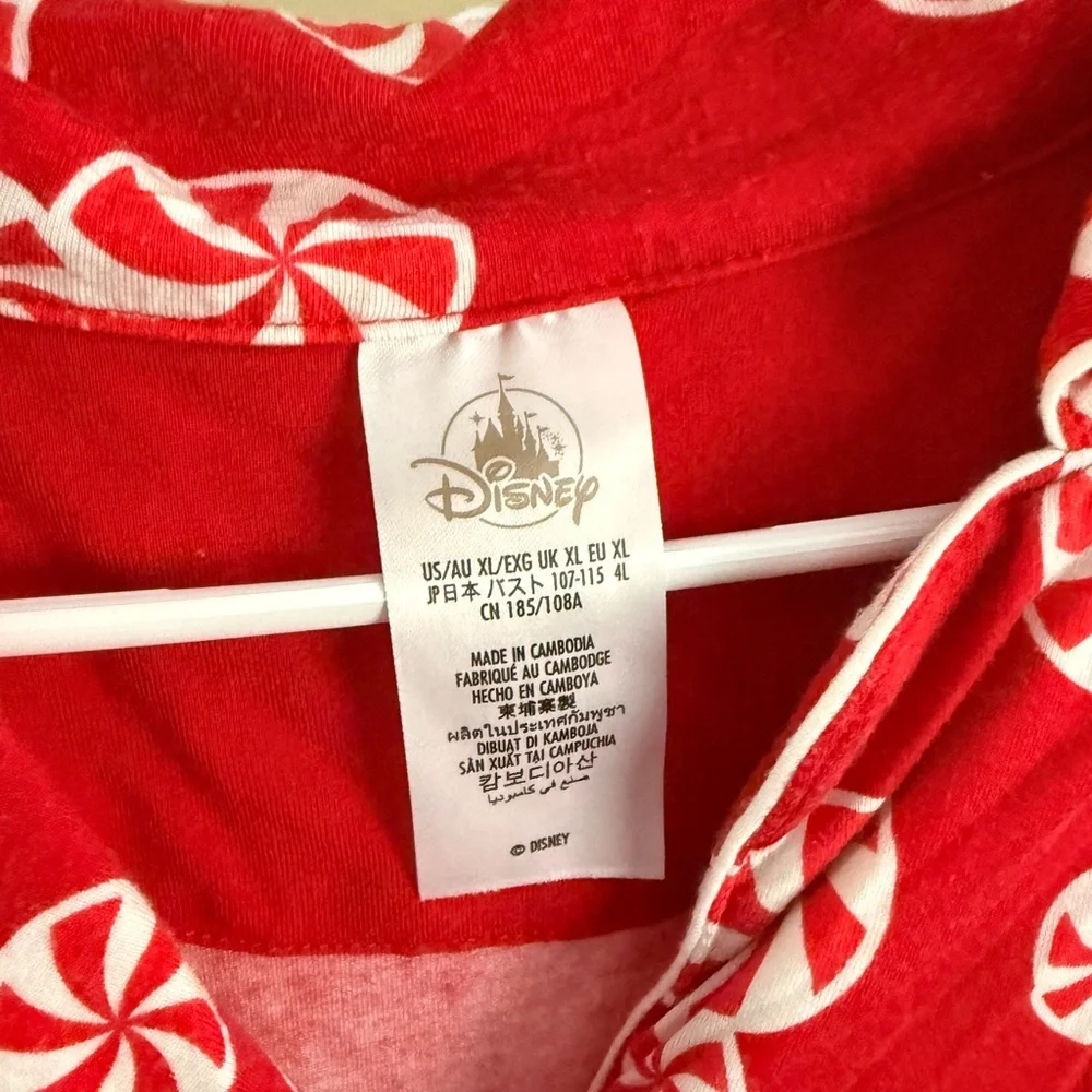Disney Parks Peppermint Print Pajama Set Women XL Red - Picture 4 of 10